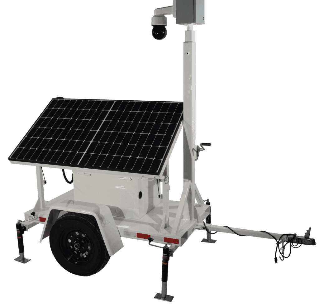 SiteViewPro mobile surveillance trailer deployed on remote Texas job site